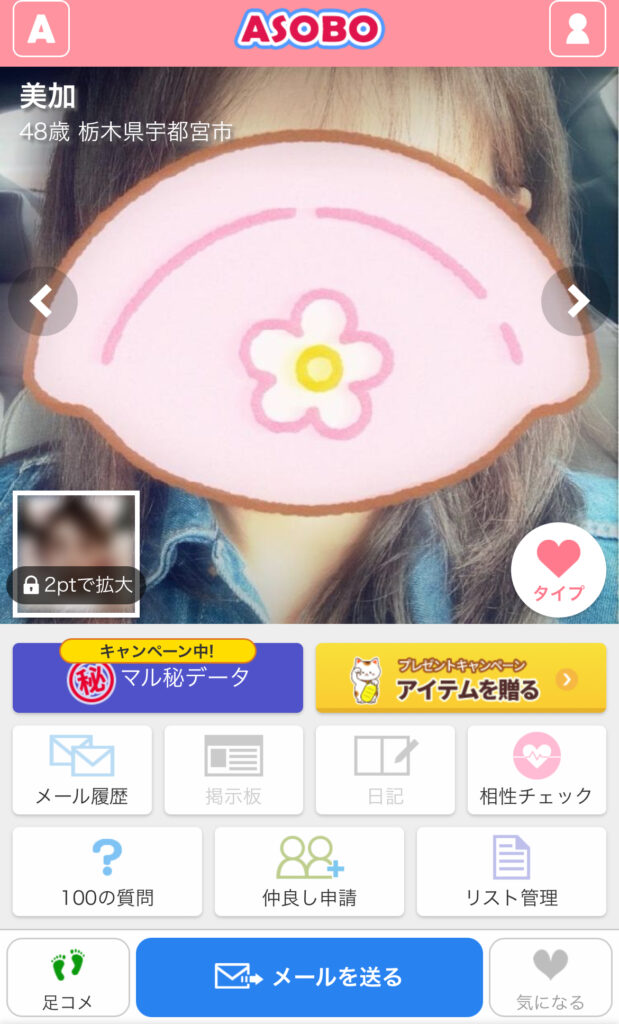 ASOBOにいる素人ママのプロフ例